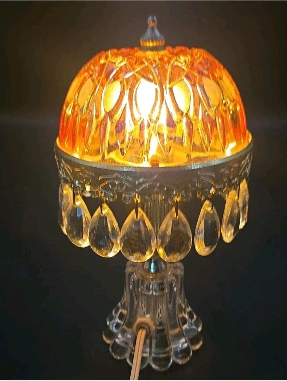 Vintage Michelotti Pink Cranberry Glass Prism Boudoir Princess Lamp Holland 9